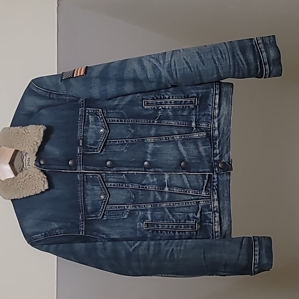 Ralph Lauren Mens Blue Fleece-Lined Denim Truck Jacket (Size XS)